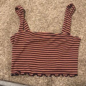 AMERICAN EAGLE: ribbed cropped lettuce edge tank